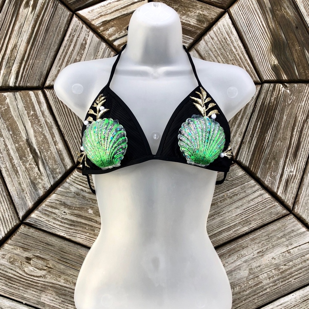 Mermaid Bra Shell Bikini Costume Top Glowinthedark